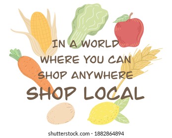 hermosa ilustración del cartel de Shop Local en concepto de compra, soporte, compra local y ayuda a pequeñas empresas