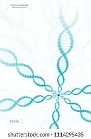 Beautiful illustration of translucent molecular structure. DNA structure of background for biology, technology, medicine. Future dna technology. Design with light green and wite.