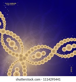 Beautiful illustration of translucent molecular structure. DNA structure of background for biology, technology, medicine. Future dna technology. Multicolored design with blue and yellow.
