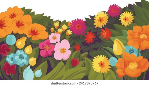 A beautiful illustration of  a variety of colorful flowers