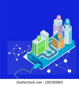 beautiful illustration vector, infographic visual design of smartphone ,mobile phone technology for background.