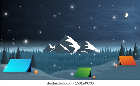 beautiful illustration vector landscape of the winter season  for background.cover design.