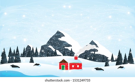 beautiful illustration vector landscape of the winter season  for background.cover design.