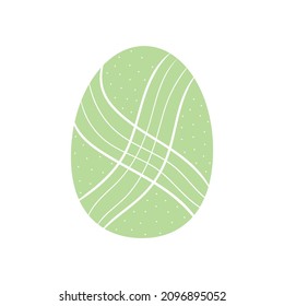 Beautiful illustration with white color ornament green easter egg on white background.