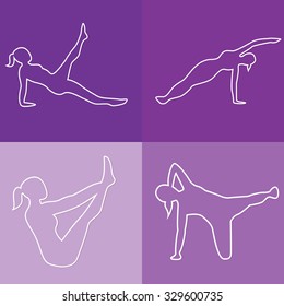 beautiful illustration of yoga girl on a purple background
