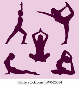 beautiful illustration of yoga girl on a pink background