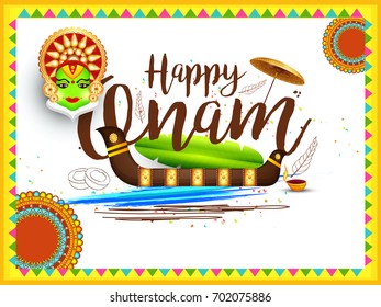 Beautiful Illustration,Greeting,Poster Or Banner Design For Festival Of Onam Celebration.
