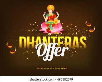 A beautiful illustration,poster or banne of indian dhanteras diwali festival celebration background.Happy dhanteras