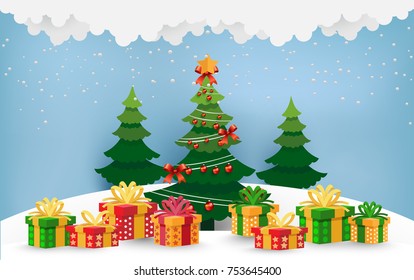 beautiful illustrations of Christmas and New Year. there are christmas gifts. design paper art and crafts