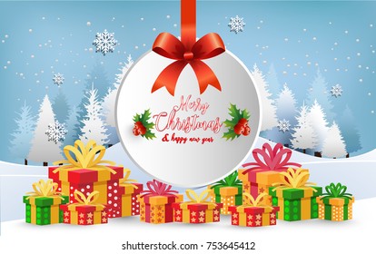 beautiful illustrations of Christmas and New Year. there are christmas gifts. design paper art and crafts