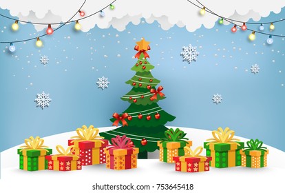 beautiful illustrations of Christmas and New Year. there are christmas gifts. design paper art and crafts