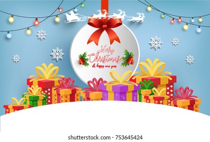 beautiful illustrations of Christmas and New Year. there are christmas gifts. design paper art and crafts