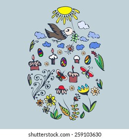 Beautiful image in the form of Easter eggs. Vector.