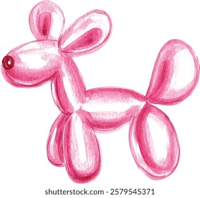 Beautiful image with hand drawn pop art balloon dog. Stock vector illustrations.