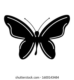 beautiful image of a single butterfly spreading wings on white background.