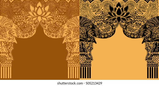 Beautiful Indian arch of elephants.