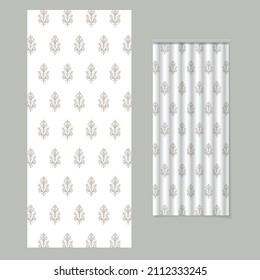 Beautiful Indian curtain design made with paisley motif. Vector pattern design for customize curtain fabric printing.