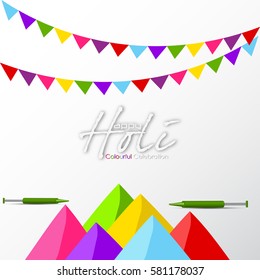 Beautiful Indian festival Colorful Happy Holi celebrations with colors splash on grungy illustration abstract background....