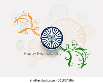 Beautiful Indian flag color themed illustration for republic day india, illustration for 26 january.