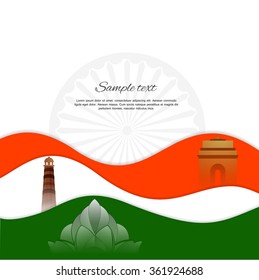 Beautiful Indian flag color themed illustration for republic day india, illustration for 26 january.