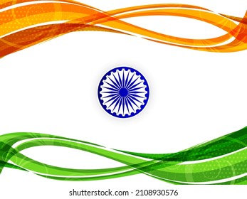 Beautiful Indian flag theme Republic day wave style background vector