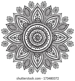 Flower Mandala Vintage Decorative Elements Oriental Stock Vector ...