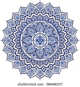Beautiful Indian floral ornament. Ethnic Mandala. Henna tattoo style.  