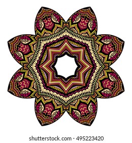 Beautiful Indian floral ornament. Ethnic Mandala. Henna tattoo style. hand drawn design
