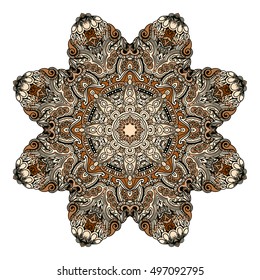 Beautiful Indian floral ornament. Ethnic Mandala. Henna tattoo style. hand drawn design.