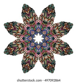 Beautiful Indian floral ornament. Ethnic Mandala. Henna tattoo style. hand drawn design.