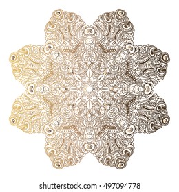 Beautiful Indian floral ornament. Ethnic Mandala. Henna tattoo style. hand drawn design.
