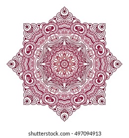 Beautiful Indian floral ornament. Ethnic Mandala. Henna tattoo style. hand drawn design.