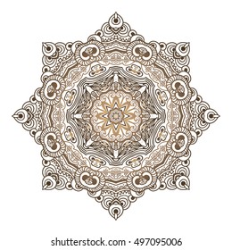 Beautiful Indian floral ornament. Ethnic Mandala. Henna tattoo style. hand drawn design.