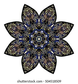 Beautiful Indian floral ornament. Ethnic Mandala. Henna tattoo style. hand drawn design.