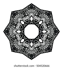 Beautiful Indian floral ornament. Ethnic Mandala. Henna tattoo style. hand drawn design.