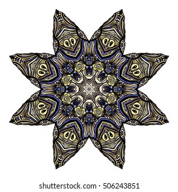 Beautiful Indian floral ornament. Ethnic Mandala. Henna tattoo style. hand drawn design.