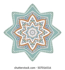 Beautiful Indian floral ornament. Ethnic Mandala. Henna tattoo style. hand drawn design.
