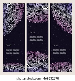 Beautiful Indian floral ornament. Persian Ethnic Mandala. Henna tattoo style banners could be used as greeting card, business card, phone case print, shirt print