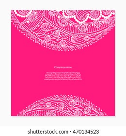 Beautiful Indian floral ornament. Persian Ethnic Mandala. Henna tattoo style banners could be used as greeting card, business card, phone case print, shirt print