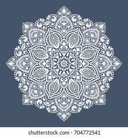 Beautiful Indian floral paisley medallion. Ethnic Mandala.. Vector Henna tattoo style. Can be used for textile, greeting business card background, coloring book, phone case print