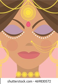 beautiful indian girl portrait vector/illustration