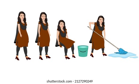 Beautiful indian girl in traditional brown dress Vector Image