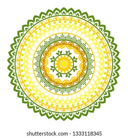 Beautiful Indian ornament, mandala pattern. Flat simple design vector illustration isolated on white background.