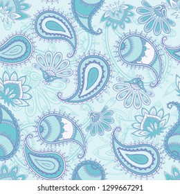 Beautiful Indian paisley seamless pattern ornament print. Ethnic floral wallpaper. Can be used for textile, greeting business card background, coloring book, phone case print.