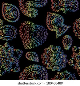Beautiful Indian rainbow pattern on black