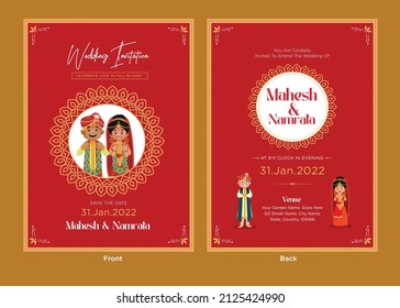 Beautiful Indian wedding invitation card template design.