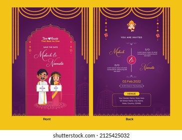 Beautiful Indian wedding invitation card template design.