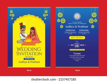 Beautiful Indian wedding invitation card template design.