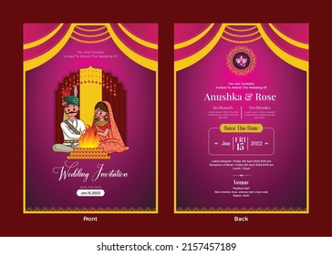 Beautiful Indian wedding invitation card template design.