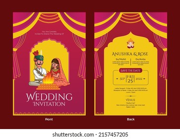 Beautiful Indian wedding invitation card template design.